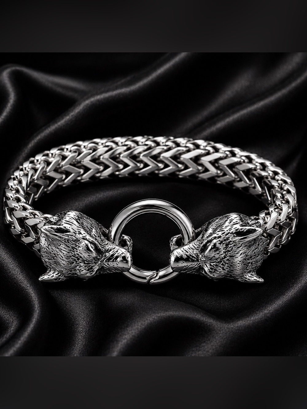 Nordic Wolf Head Bracelet